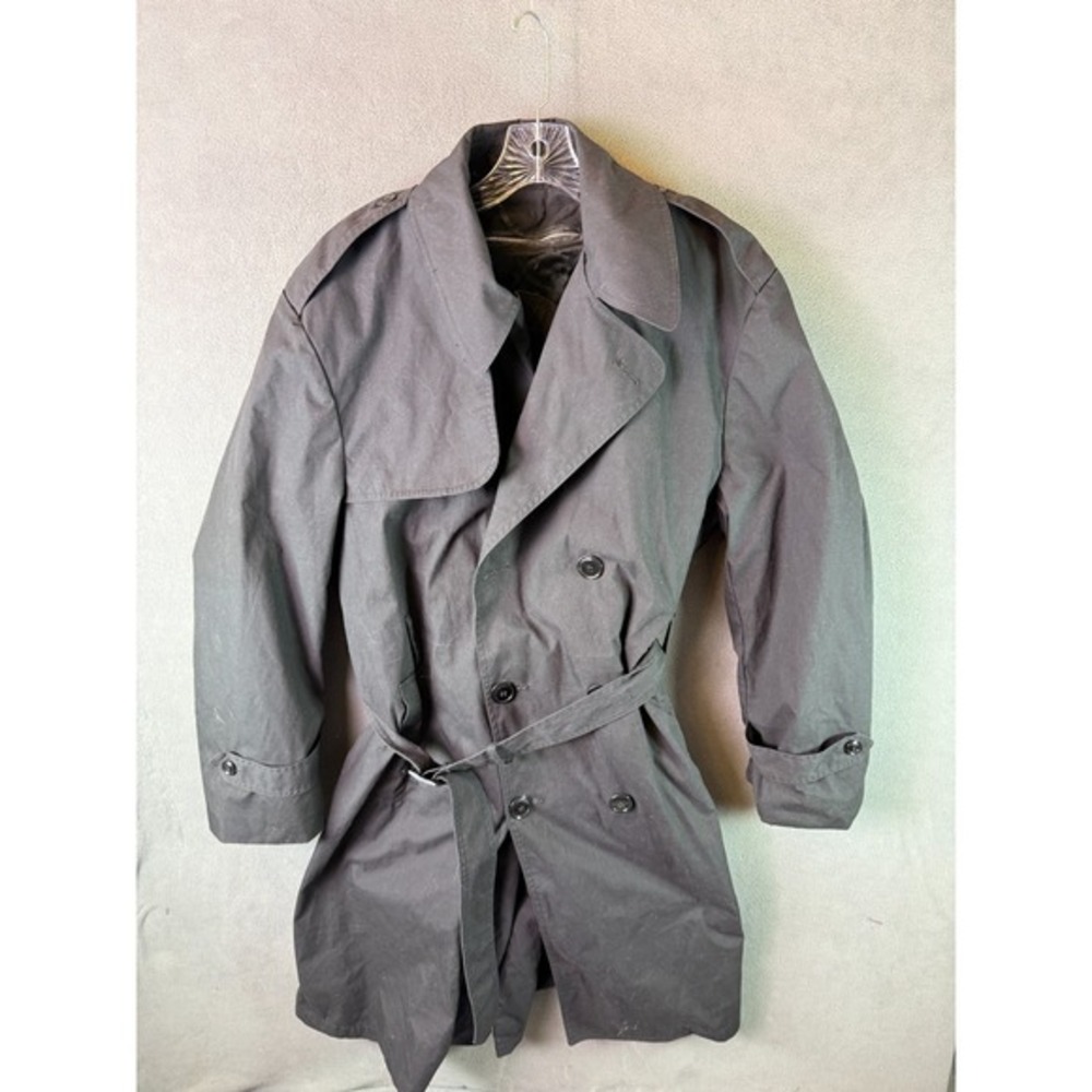 DSCP Garrison Collection Military Trench Coat All-Weather Lined Black 44S Belted